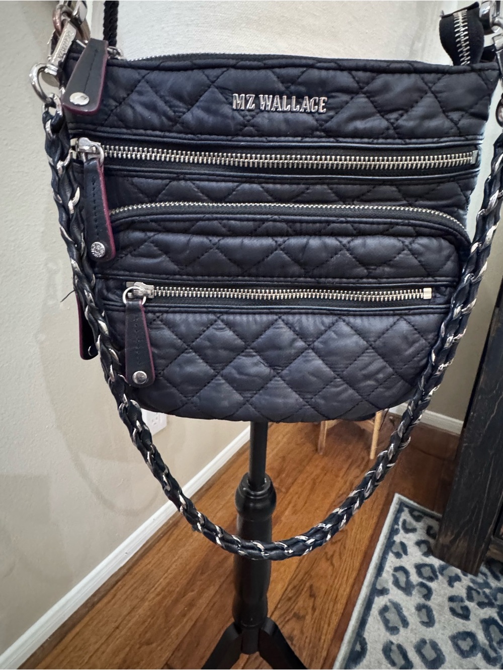 MZ Wallace Quilted Downtown Crosby Black Nylon Crossbody/Shoulder Bag--3 Straps